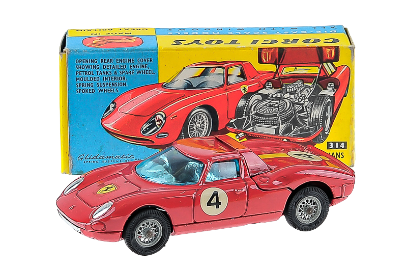 A small collection of Corgi Toys cars, comprising a No. 314 Ferrari  Berlinetta 250 Le Mans, a No. 22